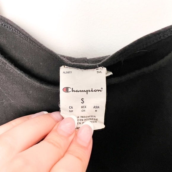 Champion Black Bodysuit Athleisure Retro Top - Picture 2 of 6